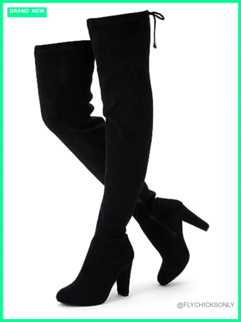 Over the Knee Suede Boots with Chunky Heel & Zip Closure